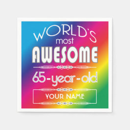 65e verjaardag Werelden Best Fabulous Rainbow Servetten