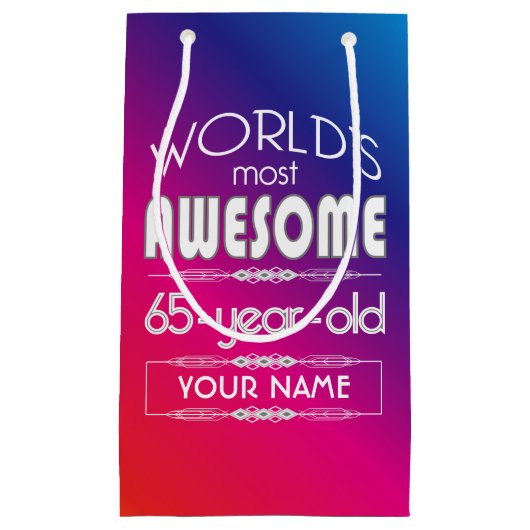 65e verjaardag werelden Beste Fabulous regenboog Klein Cadeauzakje (Voorkant)