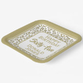 65e verjaardag Willekeurig cijferpatroon Goud/Wit Papieren Bordje (Gebogen)