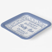 65e verjaardag Willekeurig getallenpatroon Blauw/W Papieren Bordje (Gebogen)