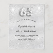 65e verjaardag zilveren glitter budgetuitnodiging flyer (Voorkant)