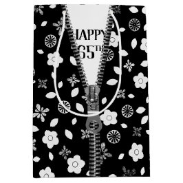 65e verjaardag Zipper op de bloemen Medium Cadeauzakje