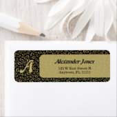 65e verjaardag zwart & gouden Random Number Patter Etiket (Insitu)