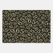 65e verjaardag zwart & goudnummerpatroon 65 inpakpapier vel (Voorkant)