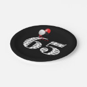 65e verjaardagsballonnen papieren bordje (Gekanteld)