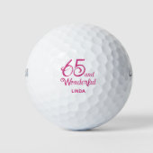 65e verjaardagscadeau voor collega - Roze script Golfballen (Voorkant)