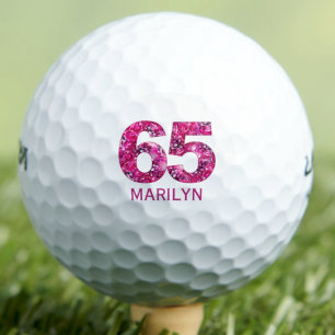 65e verjaardagscadeau voor zus - Roze bloem nummer Golfballen
