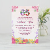 65e verjaardagsfeest - Blush Bloom Bloemig 65 Kaart (Staand voorkant)