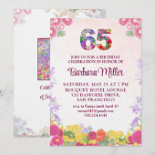 65e verjaardagsfeest - Blush Bloom Bloemig 65 Kaart (Voorkant / Achterkant)