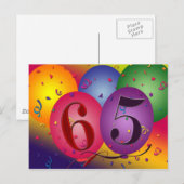 65e verjaardagsfeest briefkaart uitnodigt - Gepers (Voorkant / Achterkant)