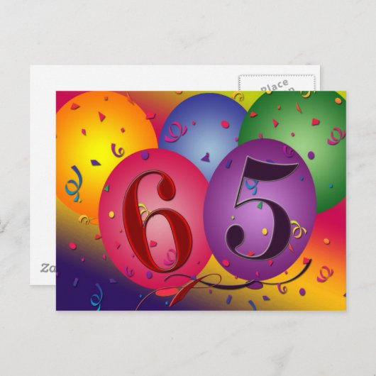 65e verjaardagsfeest briefkaart uitnodigt - Gepers (Voorkant / Achterkant)