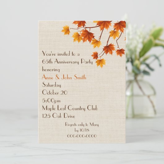 65e verjaardagsfeest Herfstbladeren Kaart (Staand voorkant)