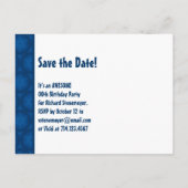65e verjaardagsfeest Save the Date Blue Midnight Aankondigingskaart (Achterkant)