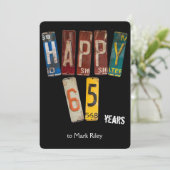 65e verjaardagsfeestje-oude licentie borden kaart (Staand voorkant)