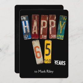 65e verjaardagsfeestje-oude licentie borden kaart