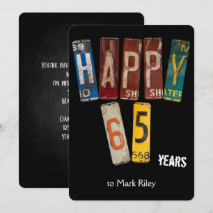 65e verjaardagsfeestje-oude licentie borden kaart