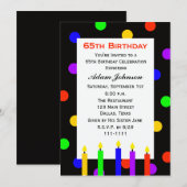 65e Verjaardagsfeestje Uitnodigingskaarsen en Stip Kaart (Voorkant / Achterkant)