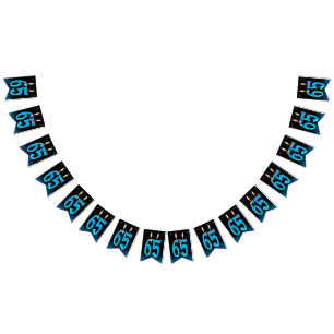 65e verjaardagskaarsen met oogballen vlaggetjes