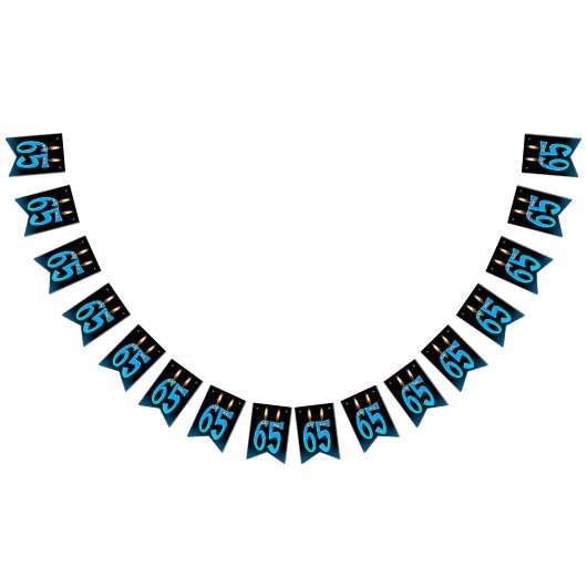 65e verjaardagskaarsen met oogballen vlaggetjes (Alle)