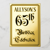 65e verpartij - Elegant script + aangepaste naam Folie Uitnodiging (Voorkant)