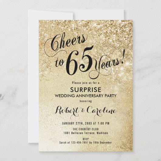 65ste huwelijksjubileum verrassen - Goud Kaart (Voorkant)