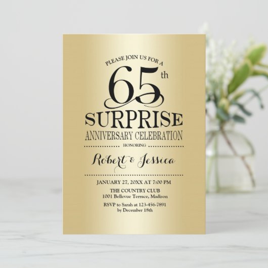 65ste huwelijksverjaardag verrassen - Goud Kaart (Staand voorkant)