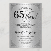 65ste huwelijksverjaardag - Zwart Zilveren Damast
