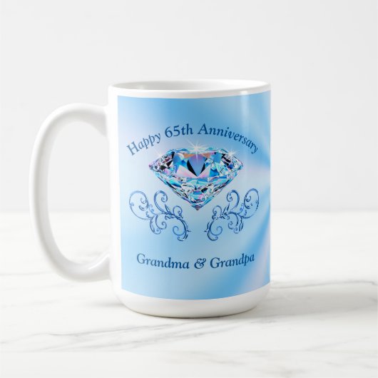 65ste Jubileum voor bruiloft cadeaus voor grootoud Koffiemok (Links)