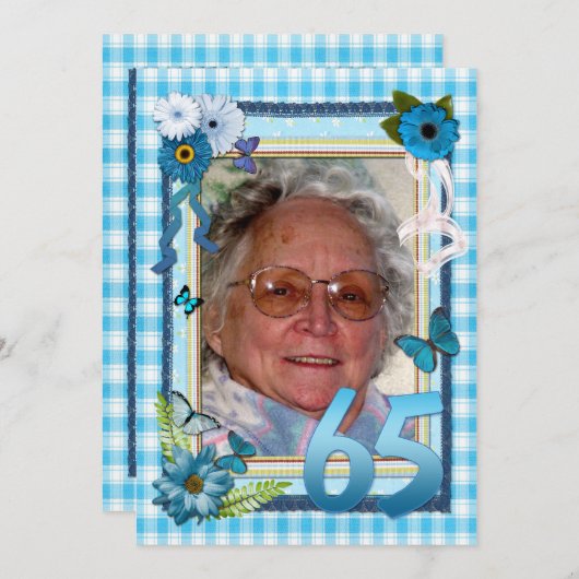 65ste uitnodiging voor verjaardagsfeestje (Voorkant / Achterkant)