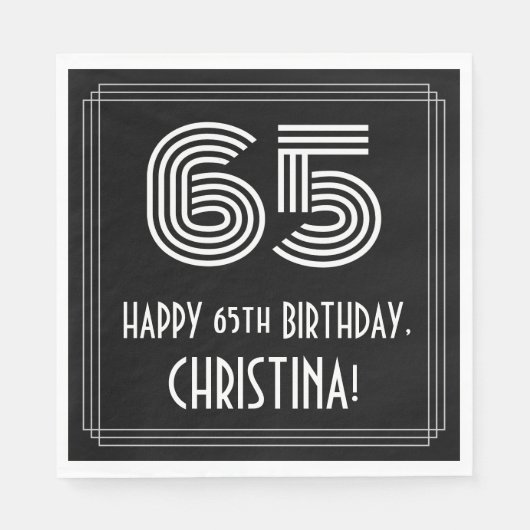 65ste verjaardag: Art Deco geïnspireerd look "65" Servet (Voorkant)