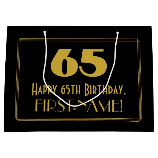 65ste verjaardag — Art Deco geïnspireerde look "65 Groot Cadeauzakje (Voorkant)