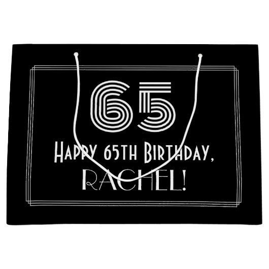 65ste verjaardag — Art Deco geïnspireerde look "65 Groot Cadeauzakje (Voorkant)