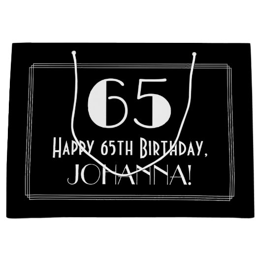 65ste verjaardag: Art Deco geïnspireerde stijl "65 Groot Cadeauzakje (Voorkant)