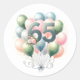 65ste verjaardag ballonnen stickers