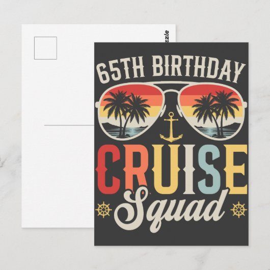 65ste Verjaardag Cruise Squad Familie Matching Briefkaart (Voorkant / Achterkant)