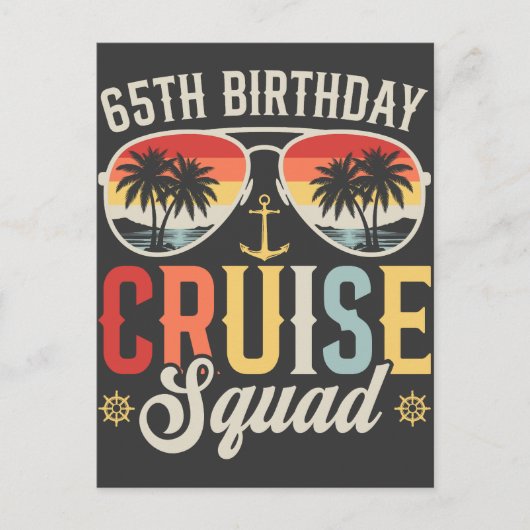 65ste Verjaardag Cruise Squad Familie Matching Briefkaart (Voorkant)