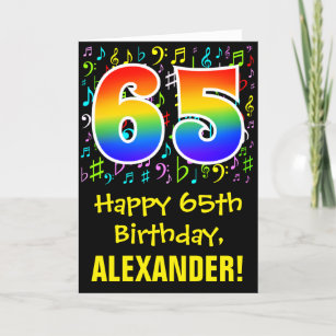 65ste verjaardag: kleurrijke muzieksymbolen + rege kaart