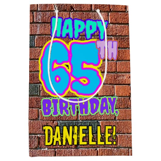 65ste verjaardag: Leuk, Urban Graffiti geïnspireer Medium Cadeauzakje (Voorkant)