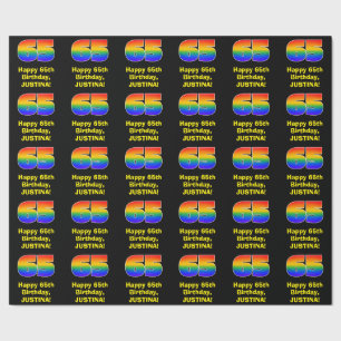 65ste verjaardag: Leuke, kleurrijke regenboog geïn Cadeaupapier