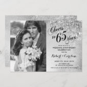 65ste verjaardag met foto - Zilver Kaart (Voorkant / Achterkant)