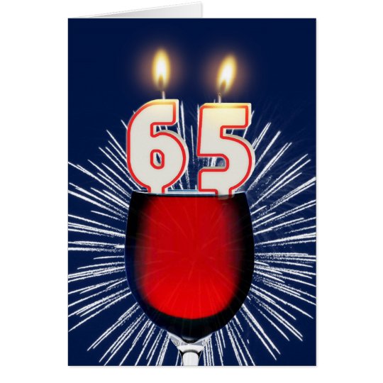 65ste Verjaardag met wijn en kaarsen Briefkaarten 0