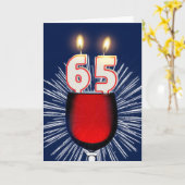 65ste Verjaardag met wijn en kaarsen Kaart (Gele Bloem)