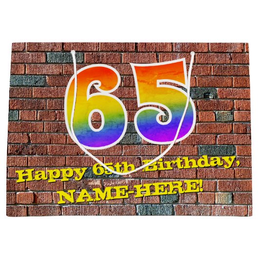 65ste verjaardag: Plezier, op graffiti geïnspireer Groot Cadeauzakje (Voorkant)