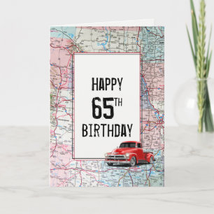 65ste verjaardag Rode Retro Truck op kaart