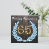 65ste verjaardag | saffier, rustiek hout en goud kaart (Staand voorkant)