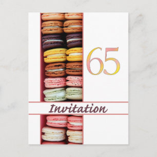 65ste verjaardag uitnodiging macaron briefkaart