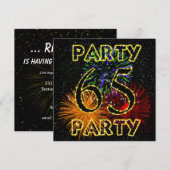 65ste verjaardag uitnodiging met vuurwerk (Voorkant / Achterkant)