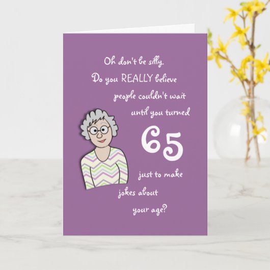 65ste verjaardag voor haar grappige kaart (Gele Bloem)