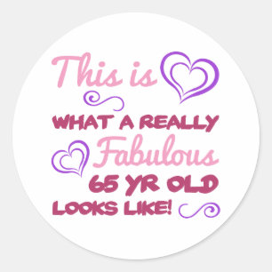 65ste verjaardag voor vrouwen ronde sticker