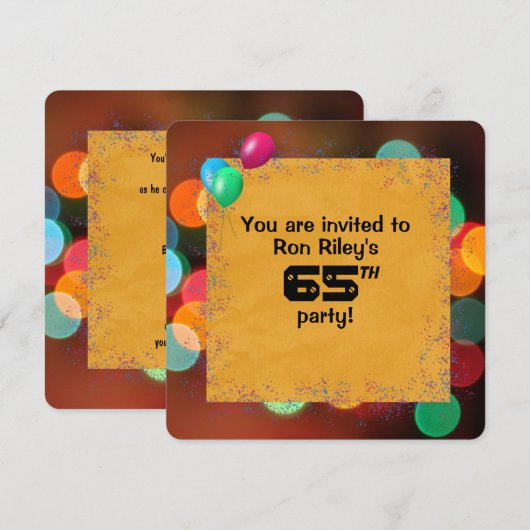 65ste verjaardagsfeestje Bash Kaart (Voorkant / Achterkant)